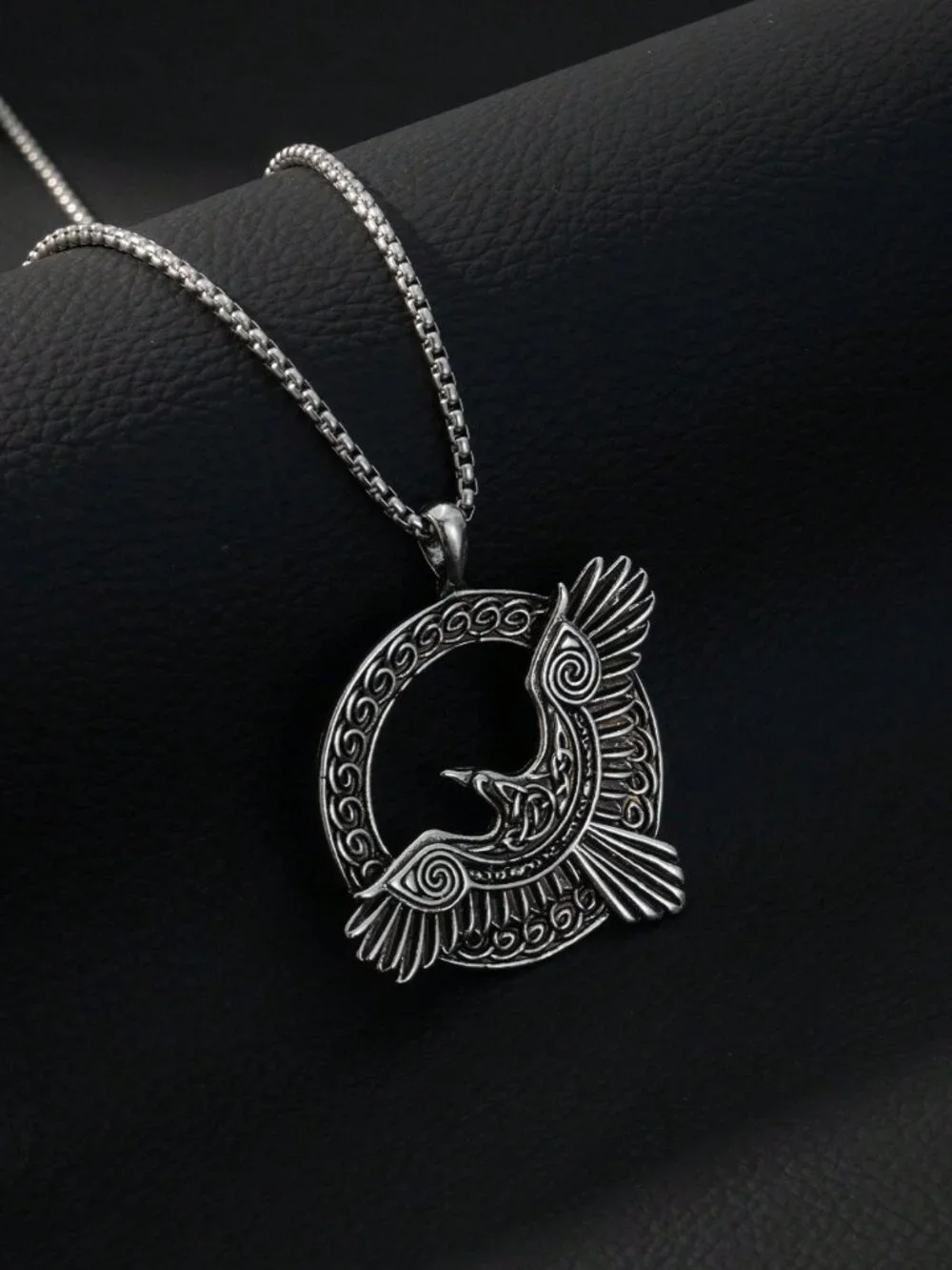 Men's Nordic Viking Crow Totem Stainless Steel Necklace